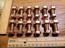 PARTIA 12 NOS 7/16 - 14 x 1 1/2" miedziana śruba sześciokątna z nakrętkami, niemagnetyczna