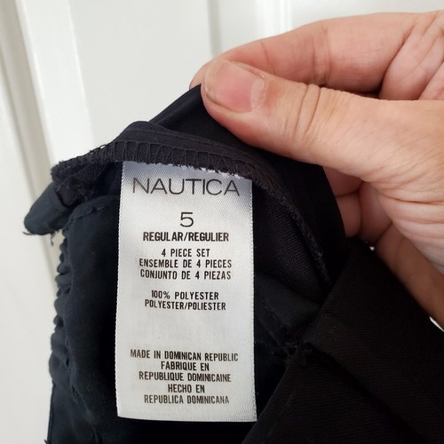 Nautica Boys Size 5 Tuxedo set formal suit black 4 pc Shirt Pants Jacket Tie - Picture 6 of 9