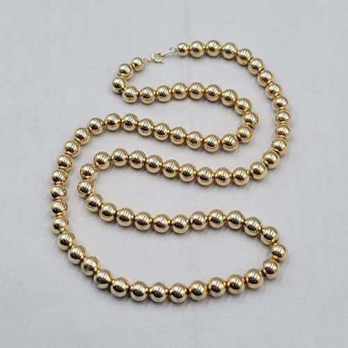 Vintage Gold Plated Bead Necklace Estate Costume Jewelry 30"
