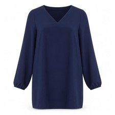 SheIn Womens Shift Dress Size L Blue Knee Length V-Neck Long Sleeve