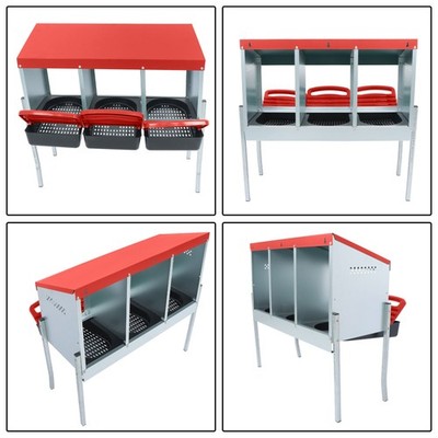 Chicken 3 Holes Ducks Eggs Nesting Boxes With Metal Legs Chicken Laying Box Red