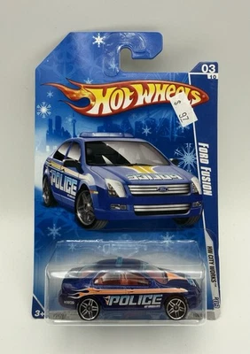 Hot Wheels Ford Fusion Police Car '09 HW City Works 3/10 Blue - Image 1 of 4
