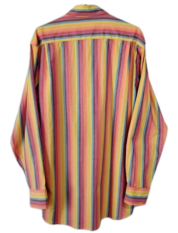 Camisa Steven Land Para Hombres XLTall Arco Iris Rayas Manga Larga Abotonada Calce Clásico Foto 2 de 4