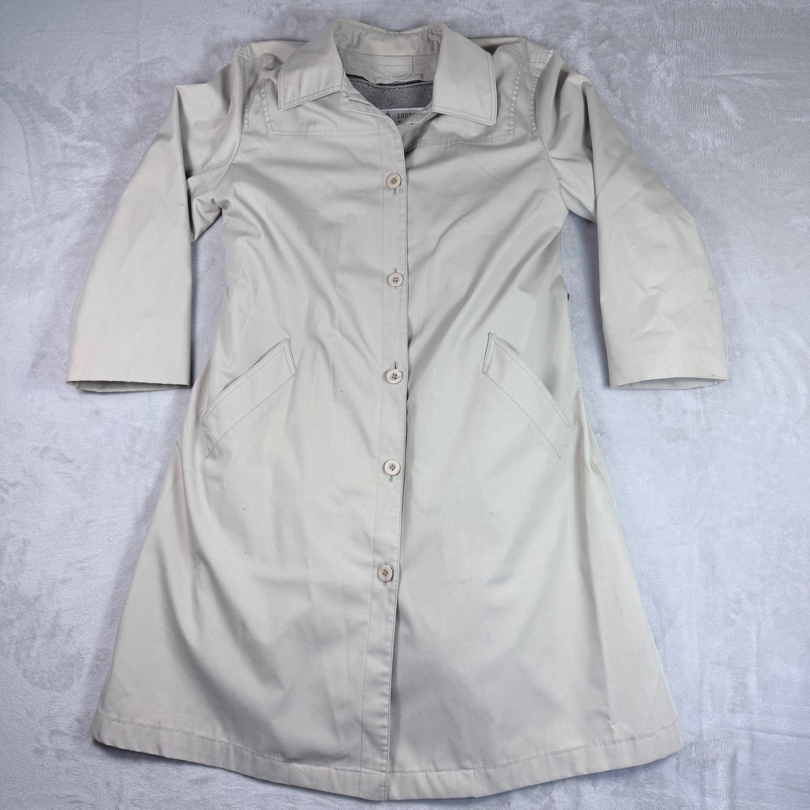 Vintage London Fog Maincoats Women's Trench Coat Beige Size 12 Petite
