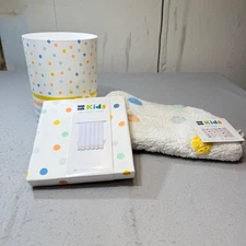 The Big One Kids Bathroom Set Polka Dot Shower Curtain + Bath Rug + Waste Basket