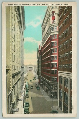 Cleveland Ohio~Sixth Street Skyscrapers Form Cavern~City Hall in Background~1928