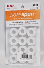 Clear Spun Polyester 90 Bobbin, 12 Pack, 15/A Class White