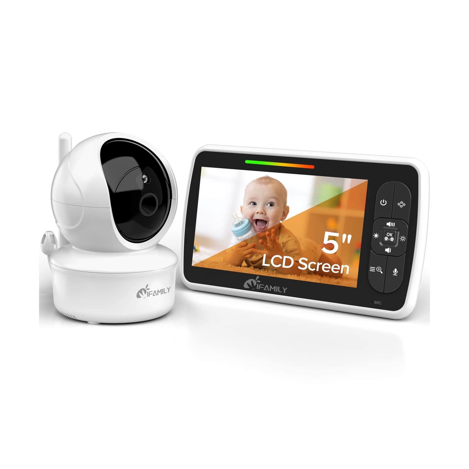 Baby Monitor – 5” Large Display Video Baby Monitor with Remote Pan-T-image