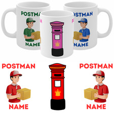 CUSTOM POSTMAN MUG | ADD NAME | ROYAL MAIL GIFT | POSTIE CUP DELIVERY | BIRTHDAY