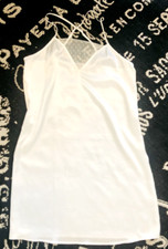 Vtg LINEA DONATELLA Sz S White LIQUID SATIN Chemise Slip Gown NIGHTGOWN Bridal