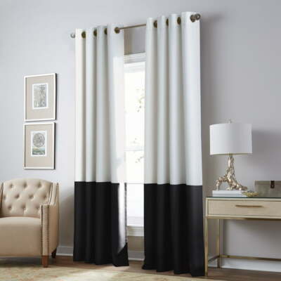 3PCS Curtainworks 1Q80370GWT Kendall Curtain Panel, 84''L x 52''W, White,Sing