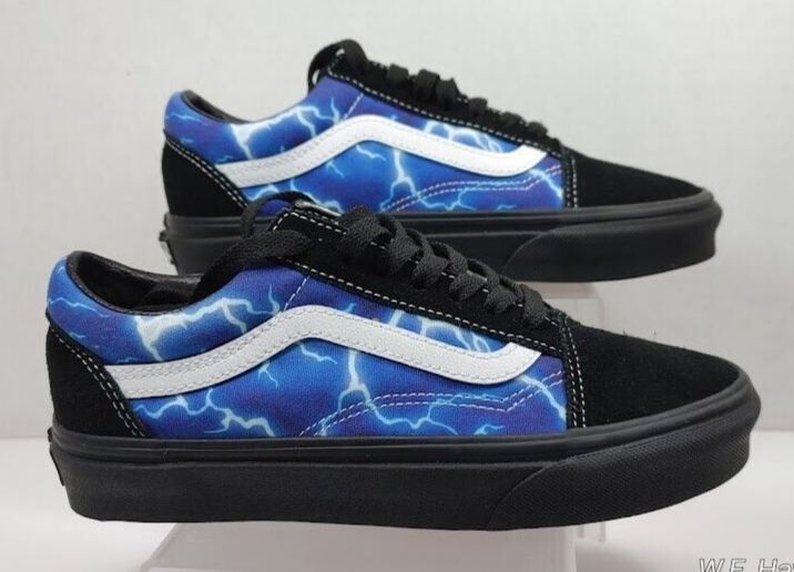 Vans® Old Skool™ Lightning Black & Blue Skate Shoes Size US  display picture 3