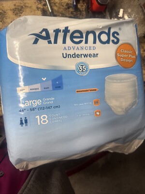 ATTENDS Adult UNDERWEAR Diapers LARGE Heavy 44-58    18ct Each