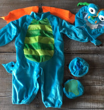 NWT UNISEX INFANTS BLUE DRAGON HALLOWEEN COSTUME W/SHOE  HEAD COVERS SIZE 6/12M