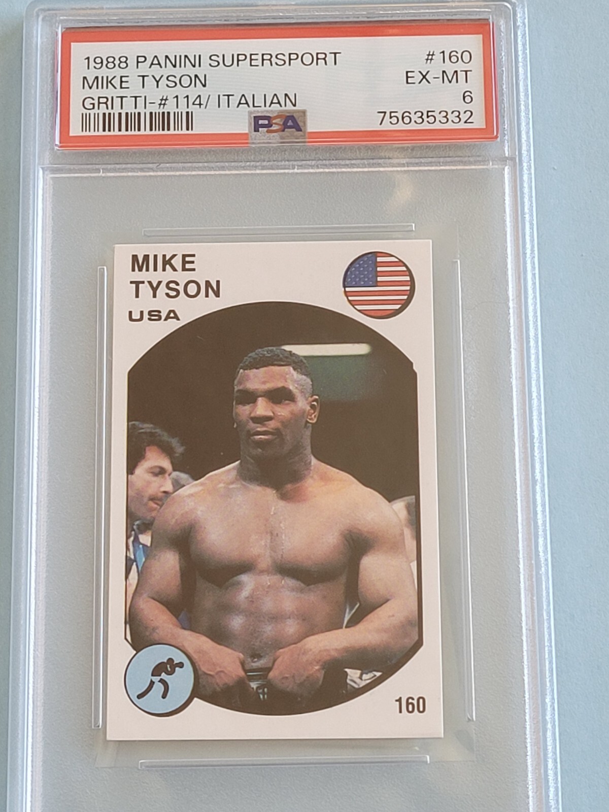 1988 Panini SuperSport Italian MIKE TYSON #160 PSA 6 EX-MT gorgeous boxing card!
