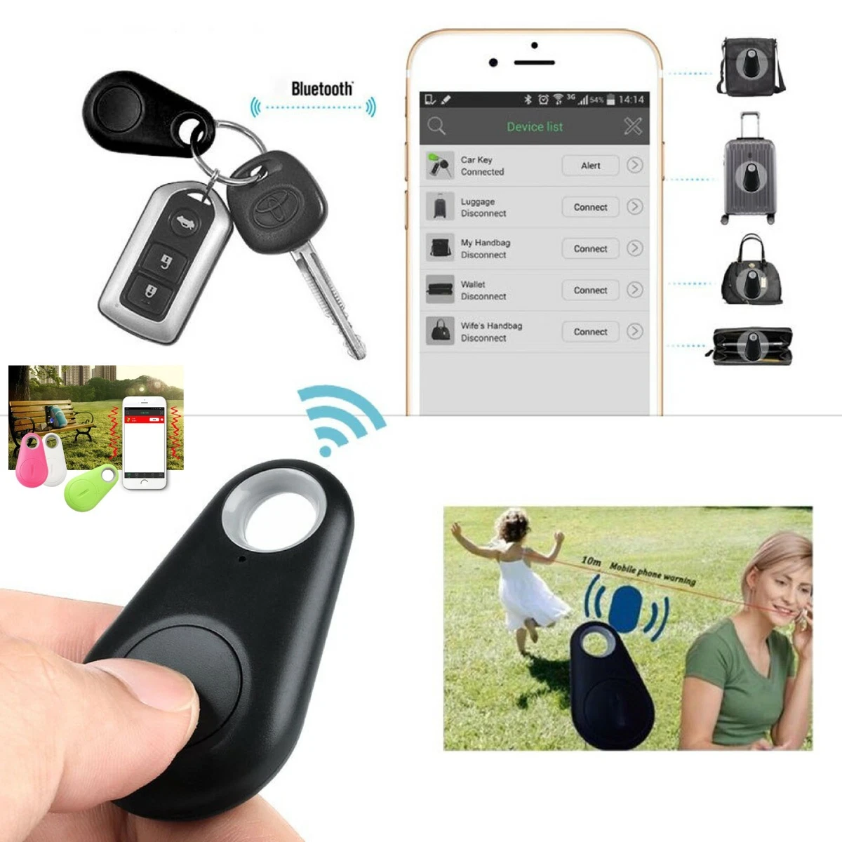 Set Di 2 Localizzatori Bluetooth 5.2 Con App, Portachiavi Tracker Per Chiavi, Zaini E Valigie, Compatibile IOS E Android, Batteria CR2032 Fino A 6 Mesi (rosa E Bianco)