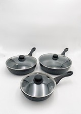 Set 3 Padelle Alte Nere Bavaria In Pietra Lavica Con Coperchi In Vetro Induzione