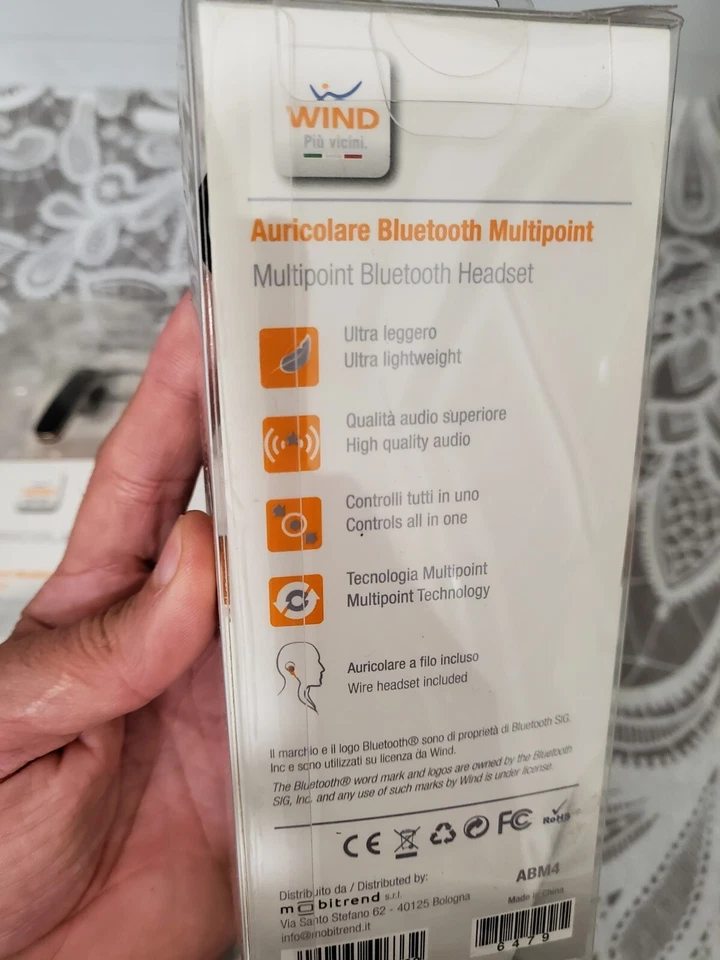 AURICOLARE WIND MULTIPOINT MONO BLUETOOTH CON MICROFONO INTEGRATO NUOVO 🔥💯💥 - Immagine 4 di 4