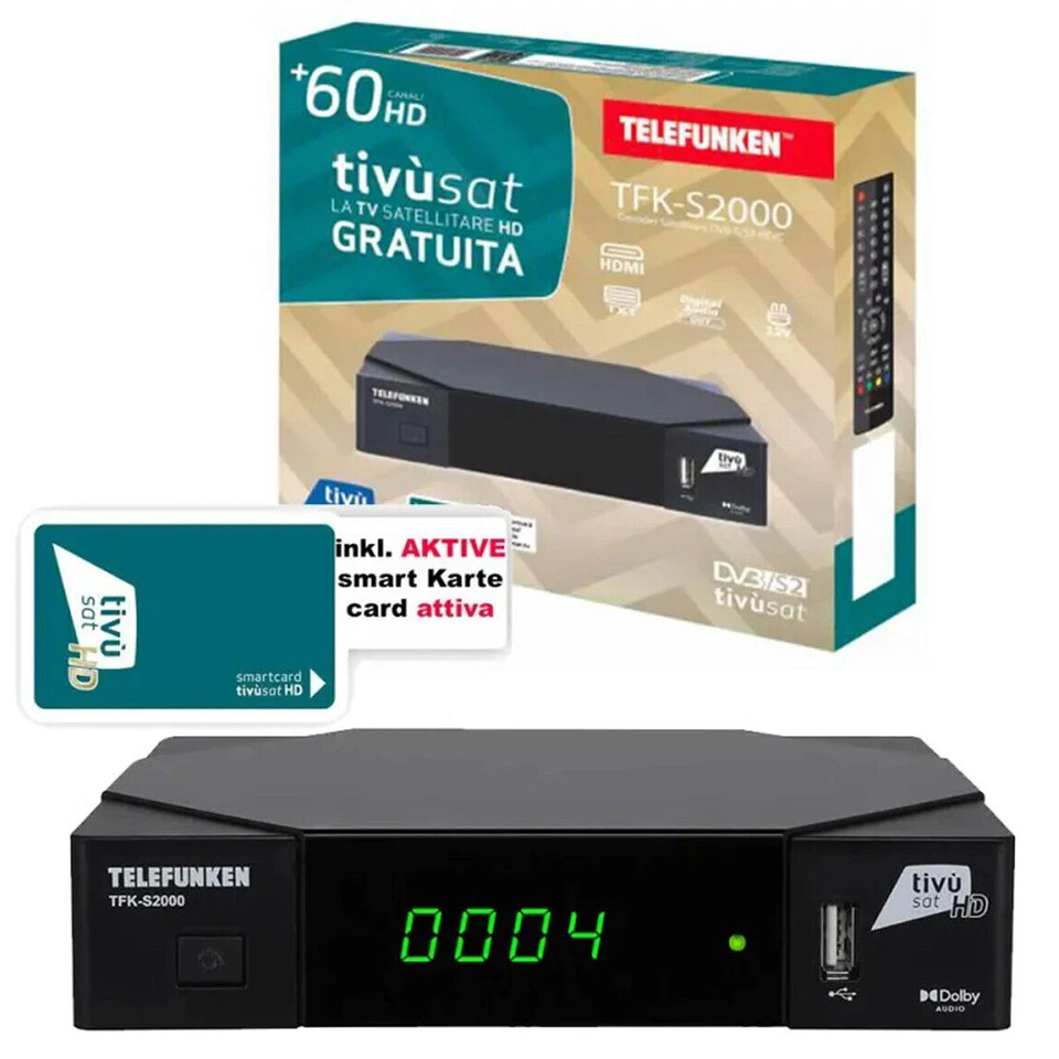 TIVUSAT Telefunken TKF-S2000 Aktiva Aktive Karte Full HD Sat Receiver mit Karte - Bild 2 von 4