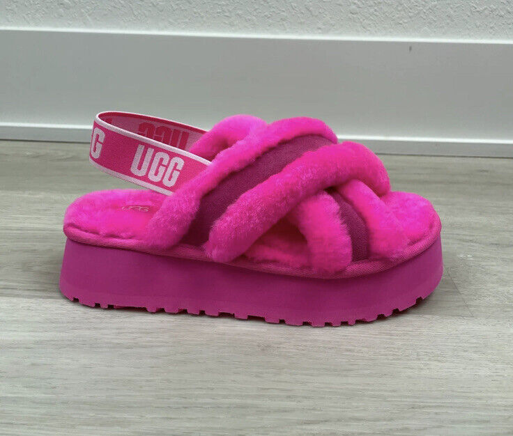 UGG Disco Cross Slide Slipper Sandal Womens 10 Taffy Pink UGG Disco Cross Slide Slipper Sandal Womens 10 Taffy Pink