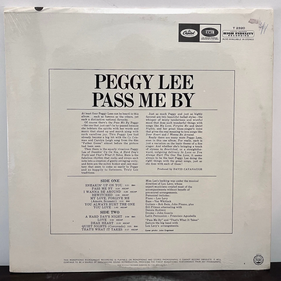 PEGGY LEE - Pass Me By (1965) - 12" Vinyl Record LP - SEALED - Image 2 of 2