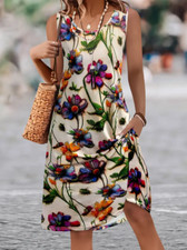 NEW Women's Plus Size 22 Floral Print Sleeveless Vest Sundress-Vacation Style !!
