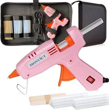 MONVICT Hot Glue Gun Kit, Mini Pink with Carrying Case,20 Pcs 