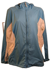 Columbia, Women's, Mesh lined, hooded, rain jacket, blue and white, size L