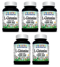 L-Glutamine 1000mg (Free Form) Double Strength 1000mg 5X200 Veg Caps Amino Acid
