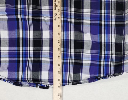 Roar Signature Embroidered Button-up Shirt Purple Blue White Plaid Mens L - Picture 4 of 5