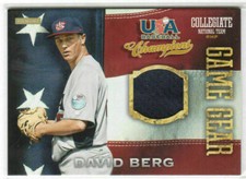 2013 PANINI USA BASEBALL CHAMPIONS DAVID BERG GAME GEAR JERSEY