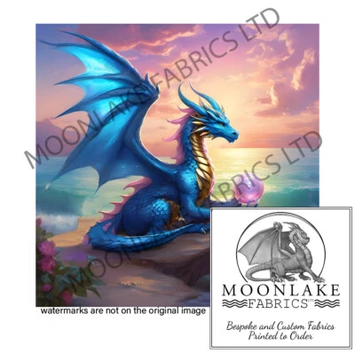 MOONLAKE DESIGNS Dragon "Apalala " 100% Natural Cotton or 290gsm thick soft Polyester Fabric