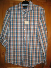 REWARD Herren Hemd Gr.M - 48/50orange-blautöne bunt kariert sportlich NEU