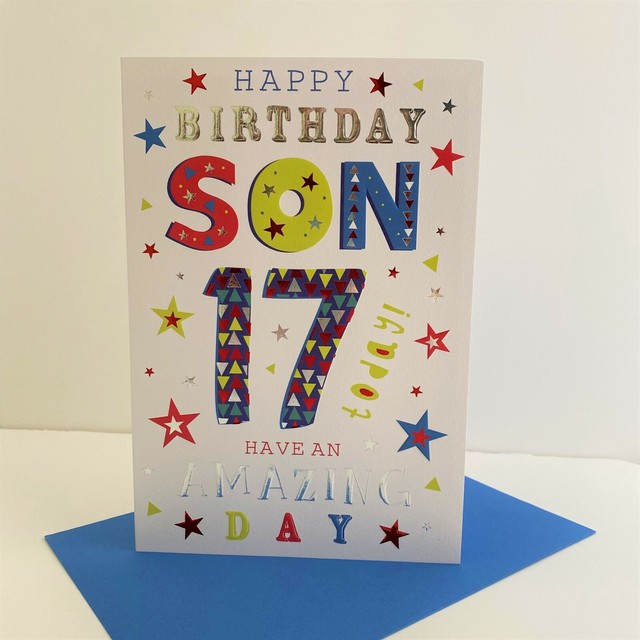 for a Wonderful Son on Your 17th Birthday Card - 7402 Design CG Blue