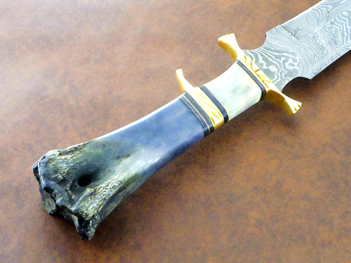 Handmade Unique Twist Petron Damascus 17"Bowie Knife Best For Hunting & Camping - 第 11/15 張圖片