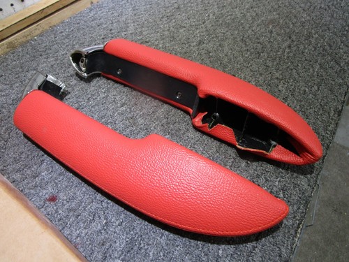 58 corvette deluxe door panel arm rests NEW AL KNOCH PAIR SIGNET RED - Picture 3 of 7