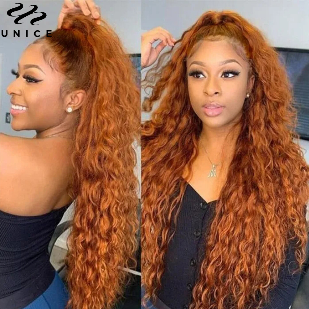 Indian Ginger Orange Water Wave Lace Front T Part Human Hair Wigs for Women  150% | eBay