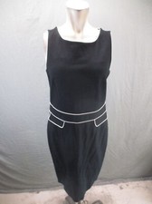 TALBOTS Size 10 Womens Black Square Neck Back Zip Sleeveless Bodycon Dress 419