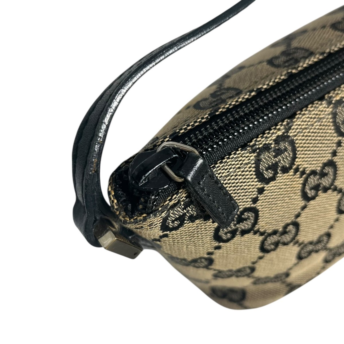 GUCCI GG Canvas Zip Around Accessory Pouch Handbag Beige