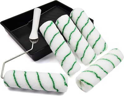 8 Stück Profi Farbroller Set zum Dekorieren von Wänden Decke Maler Tablett