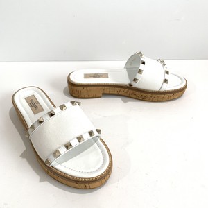 white valentino slides
