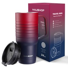 HAUSHOF 24 oz Travel Mug with Handle Stainles...