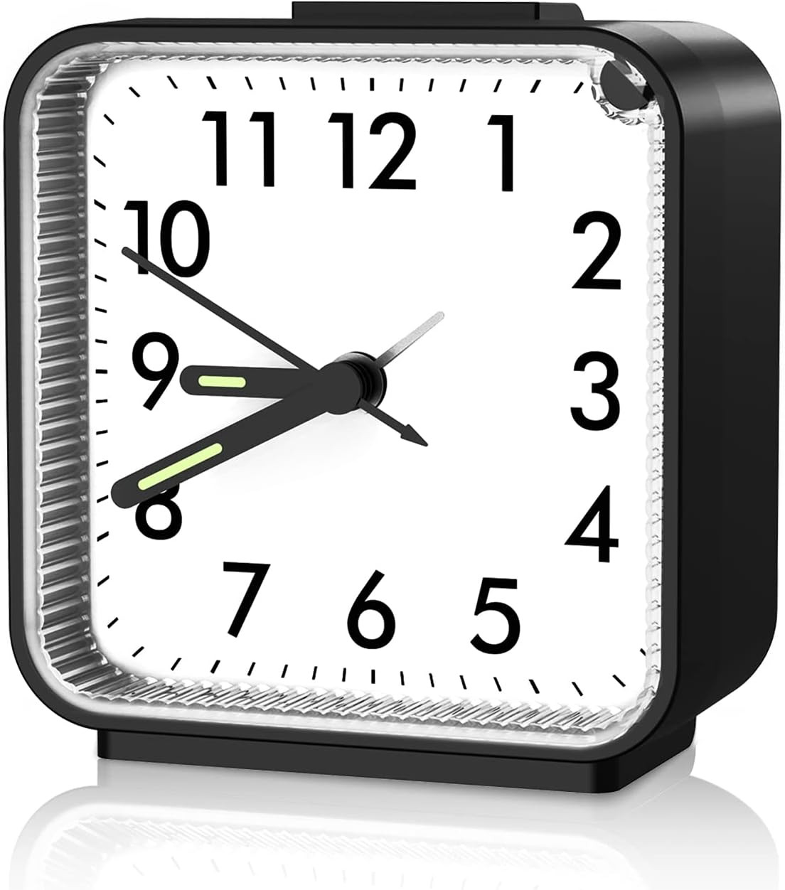 AMIR Analog Alarm Clock, Silent Non Ticking Small Clock, Travel Alarm Clock with