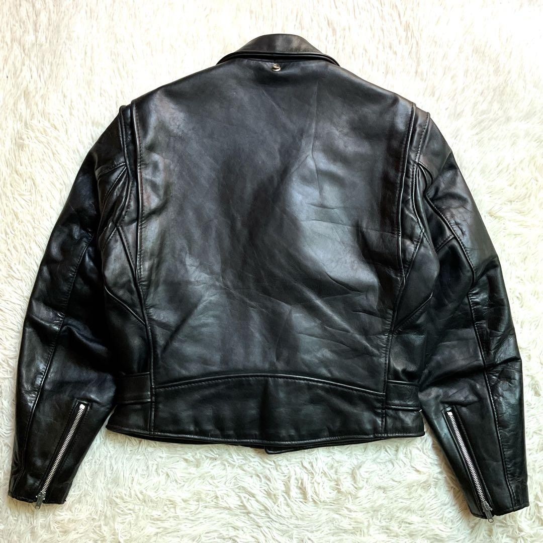 Schott 618 Double Riders Leather Jacket Black Made in USA Size 40 Rare F/S image 2