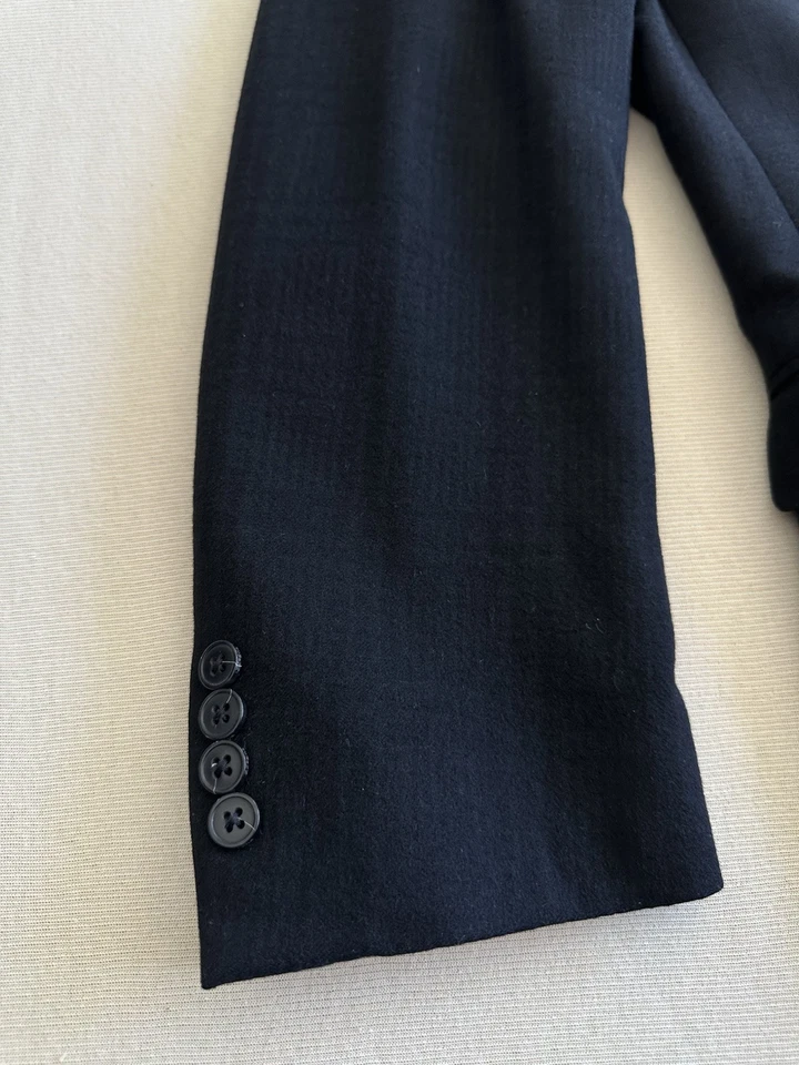 Ermenegildo Zegna City Sport Coat Men 46 Black Wool Angora Cashgora plaid Blazer - Image 3 of 4