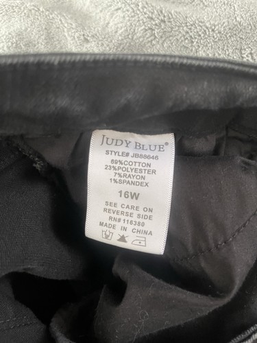JUDY BLUE Straight Fit Jeans Women Size 16W Black Denim High Rise Frayed Hem - Picture 7 of 7