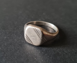 bague chevalière en argent massif sterling poinçonnée vintage