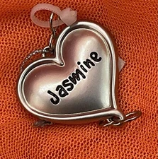 JASMINE Retro 00s Ganz Silver Tone Puff Heart Personalize Engrave Pendant Charm