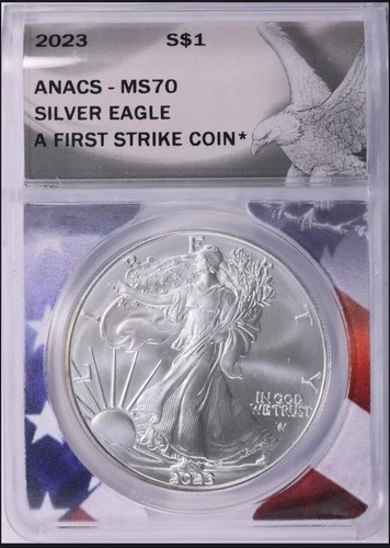 2023 American Silver Eagle First Strike ANACS MS70 #0188