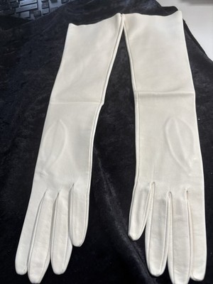 Vintage Zurro Madrid Spain Ivory Kid Leather Opera Gloves NOS Size 7